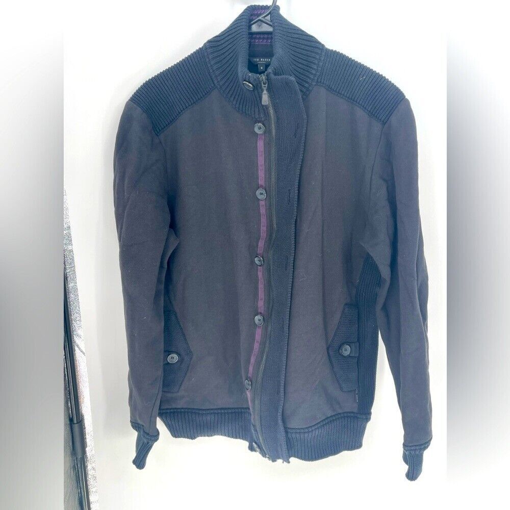 Ted Baker size 6,ā extra large men's purple and black sweater jacket